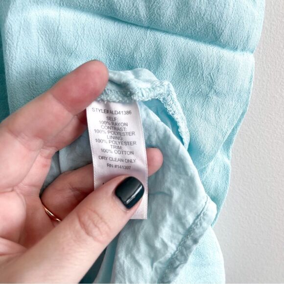 ASTR The Label Dress Floral Crochet Border Tiffany Blue Mini Women's M Lined - Picture 7 of 9